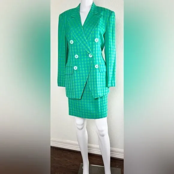 トップス Christian Dior 90s CHRISTIAN DIOR 1999 Teal Zig Zag Top (M) - Emerieu